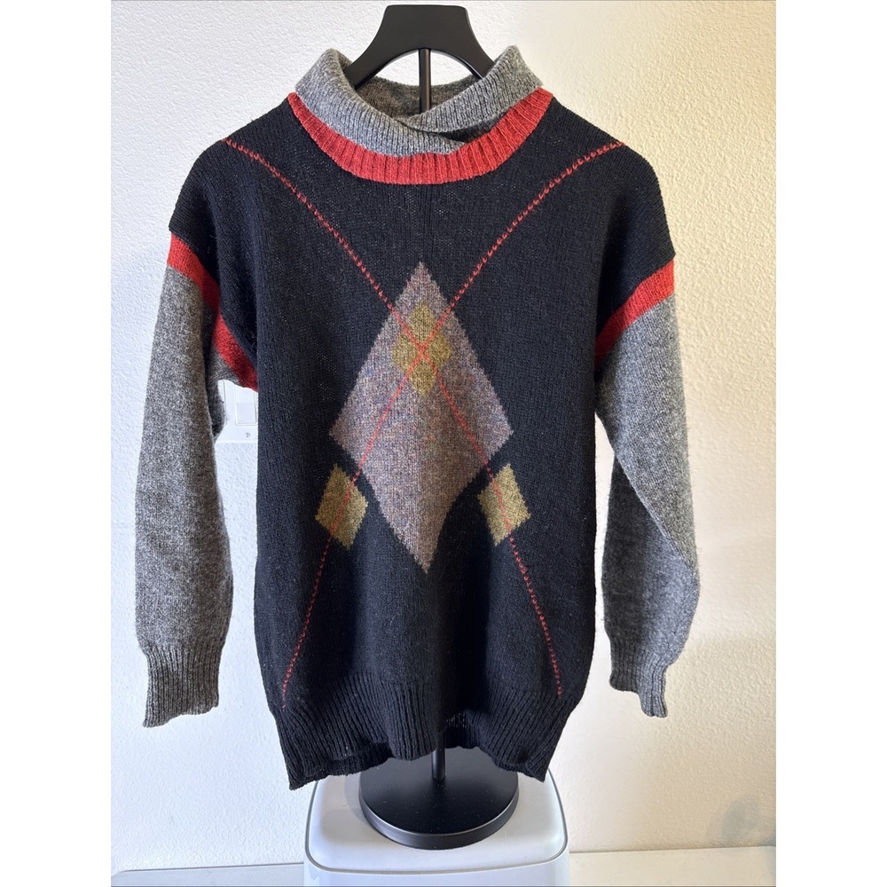 French Connection Women's‎ Argyle Shetland Wool Sweater Size M